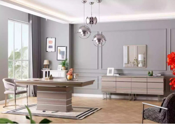 Wohnzimmer beige Sideboard Spiegel Design Möbel Konsole Holz Designer