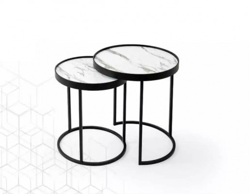 Beistelltische 2x Wohnzimmer Couchtisch Kaffetisch Satztisch Edelstahl