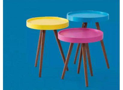 Beistelltisch 3x braun Wohnzimmer Möbel Material Holz Design neu