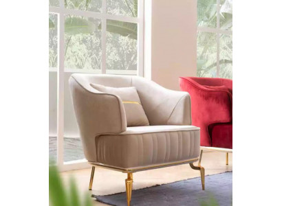 Wohnzimmer Sessel Möbel Drehsessel 1 Sitzer Moderne rot Design Textil