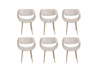 Luxus Stühle 6x gepolstert Moderne Weiß Stuhl Stuhl Esszimmer Wohnzimmer neu