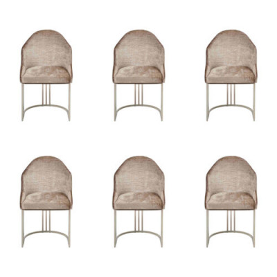 Luxus Esszimmerstuhl 6x Stühle Textildesign Metall zeitgenössische Stuhlmöbel