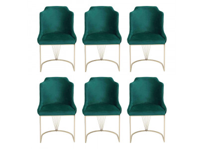 Luxus Designer Grüner Esszimmerstuhl 6x Stühle Einsitzer Moderne Esszimmer