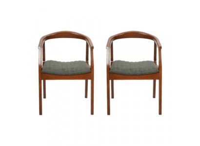 Stuhl Braun Design Wohnzimmer Esszimmer Holz 2x Stühle Polster mit Armlehne