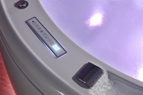Luxus Whirlpool Badewanne Runde Wanne Licht Wasserfall LED-Beleuchtung 