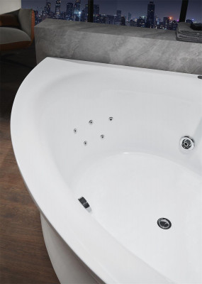 Eckwanne Badewanne Eckbadewanne Whirlpool Ergonomisch Wasserfall LED