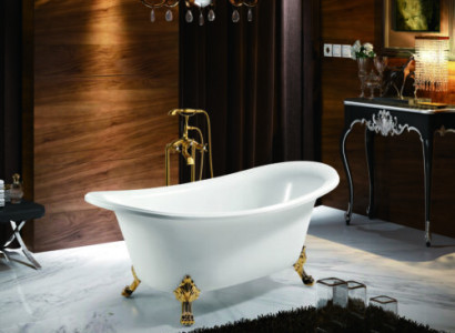Wanne Standbadewanne Freistehende Badewanne Modern Gold Weiß Oval