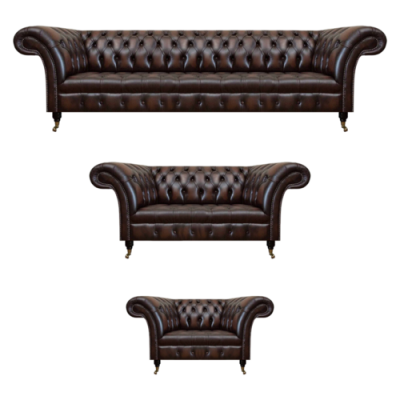 Chesterfield Leder Braun Wohnzimmer Polstermöbel Sofas Set Luxus Einrichtung