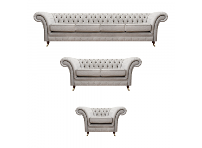 Chesterfield Grau Set Luxus Polstermöbel Sofas Komplett Wohnzimmer