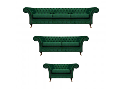 Chesterfield Sofagarnitur 3tlg Polstermöbel Grün Einrichtung Wohnzimmer 3+2+1