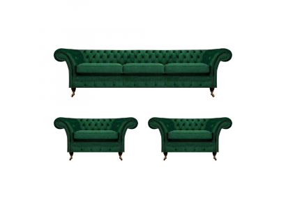 Grün Möbel Wohnzimmer Polstermöbel Chesterfield Set 3tlg 3+1+1 Einrichtung