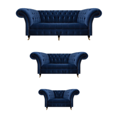 Wohnzimmer 3tlg Luxus Komplett Sofas Chesterfield Textil Einrichtung Sessel