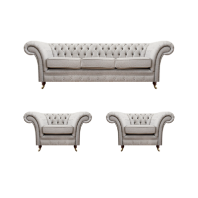 Luxus Einrichtung Neu Sofagarnitur Wohnzimmer Set 3tlg Grau Chesterfield