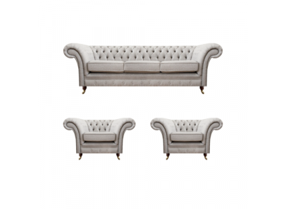 Luxus Einrichtung Neu Sofagarnitur Wohnzimmer Set 3tlg Grau Chesterfield