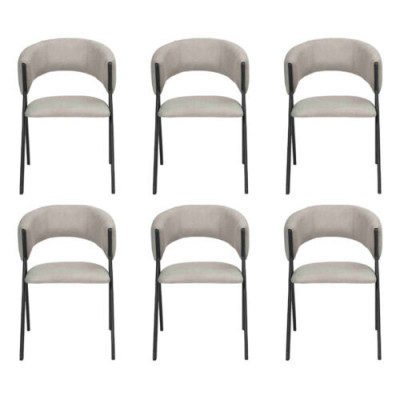 Esszimmer Grau Textil Gruppe Set 4x Sessel Stuhl Design Stoff Polster Stühle