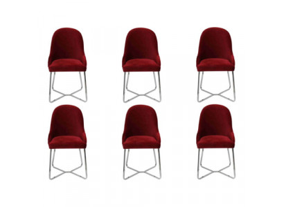 Modern Stühle Luxus Esszimmer Einrichtung Rot 6x Stühle Möbel Esszimmerstuhl