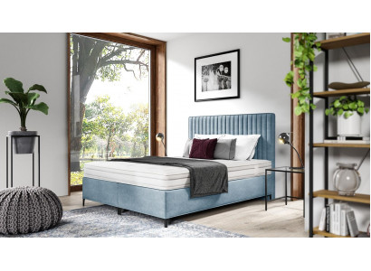 Blau Bett Designer Doppelbett Polstermöbel Schlafzimmer Boxspringbett