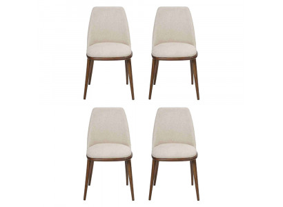 Weiße Stuhlgarnitur Designer 4x Küchenstühle Luxus Sitzmöbel Holzgestell