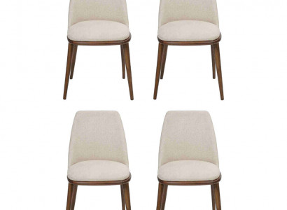 Weiße Stuhlgarnitur Designer 4x Küchenstühle Luxus Sitzmöbel Holzgestell