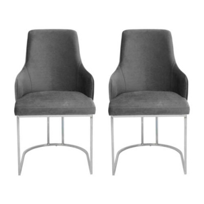 Graue 2x Esszimmerstühle Gepolsterte Stühle Luxus Esszimmer 2-er Set