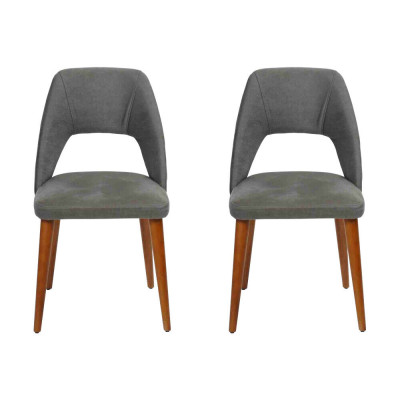 Exklusive Grau-Braune Esszimmerstühle Luxuriöse Holzstühle Polster Möbel