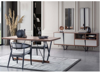 Garnitur Esszimmer Esstisch Anrichte Esszimmertisch Braun Set 2tlg