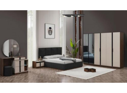 Komplette Doppelbett Bett Nachttische Schrank Beige 6tlg Schlafzimmer