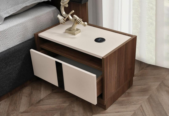 Garnitur Schlafzimmer Doppelbett Bett Nachttische Schrank Grau 4tlg