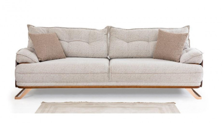 Sofagarnitur Dreisitzer Sessel Couch Polstersofa Stoffsofa Beige 3tlg