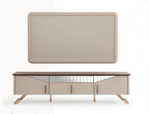 Wohnzimmer TV Ständer Wandpanel RTV Lowboard Sideboard Holz Beige