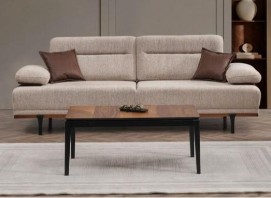 Komplette Stoffsofa Dreisitzer Sessel Couch Beige 3tlg Polstersofa Set