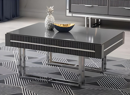 Wohnwand TV Ständer Schranke Couchtisch RTV Lowboard Grau Set 3tlg