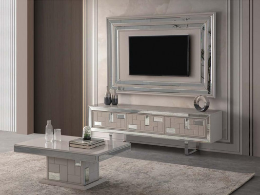 Sideboard TV Ständer RTV Lowboard Wohnwand Holz Weiß Möbel Wohnzimmer