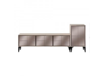Sideboard TV Ständer RTV Lowboard Weiß Holz Tisch Möbel Wohnzimmer