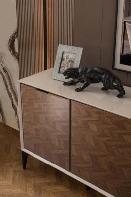 Anrichte Luxus Sideboard Schrank Kommode Holzschrank Holz Weiß Modern