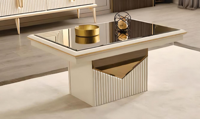 Luxus Couchtisch Kaffeetisch Sofatisch Beistelltisch Holz Beige Tisch