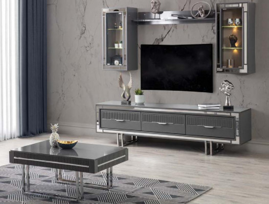 Sofatisch Kaffeetisch Couchtisch Beistelltisch Holz Grau Tisch Moderne