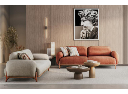 Braun-Weiße Sofgarnitur Stilvolle 2x Polster 3-Sitzer Wohnzimmer Couch