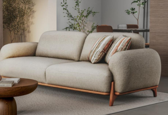 Braun-Weiße Sofgarnitur Stilvolle 2x Polster 3-Sitzer Wohnzimmer Couch