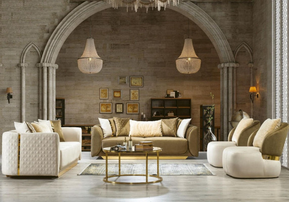 Designer Sofa 3-Sitzer grün Stoffsofa Sofapolster Sofas Textilien Couch