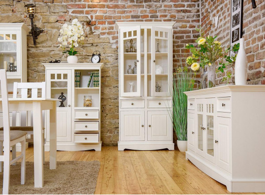 Landhaus Schrank Vitrine Kommoden XL Regal Loft Vitrine Kommodenschrank Möbel