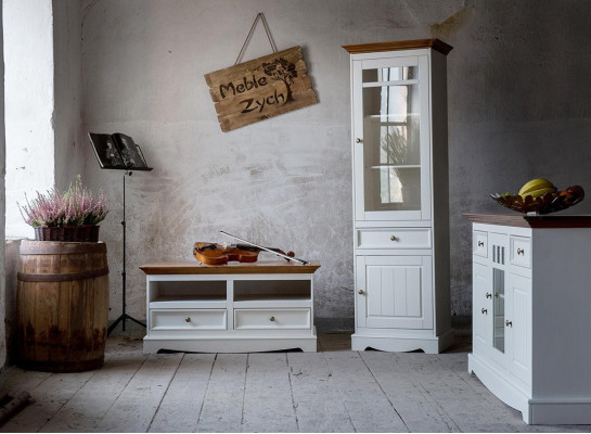 Wohnwand Vitrine Landhaus Designer Möbel 3tlg. Set Kommode RTV Sideboard Holz