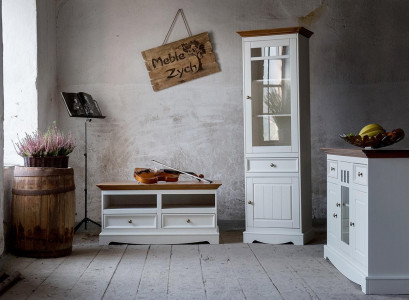 Wohnwand Vitrine Landhaus Designer Möbel 3tlg. Set Kommode RTV Sideboard Holz