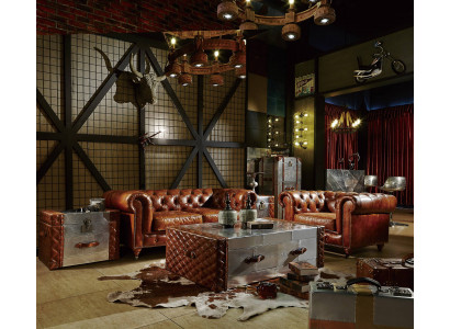Klassische Chesterfield Garnitur 4tlg. Sofa Couchtisch Beistelltisch Wohnzimmer