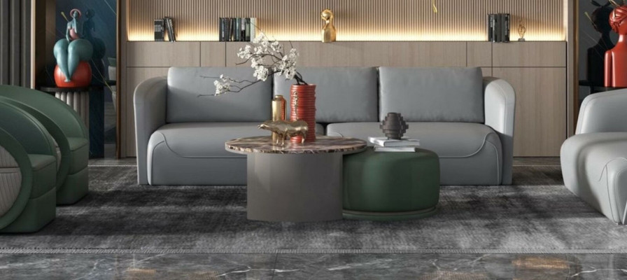 Couch Tisch Kaffee Beistell Design Luxus Rund Tische Sofa 2x Set Garnitur Stein