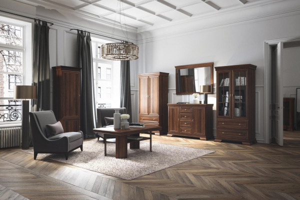 Garnitur Vitrine Kommode 4tlg. Holz Möbel Regal Wohnzimmer Wohnwand Set Gruppe