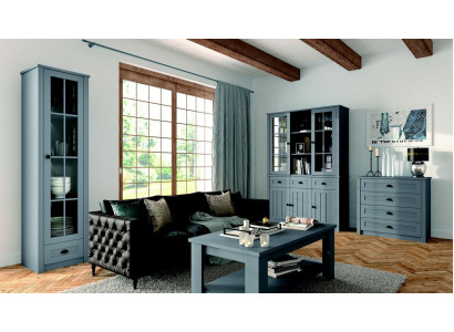 Wohnzimmer Set Vitrine Kommode Wohnwände Kommoden sideboard Schrank Tisch 4tlg