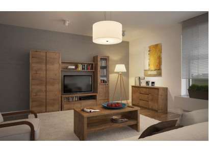 Wohnzimmermöbel Set Design Wohnzimmer Sideboard Wandregal Kommode Vitrine 5tlg.