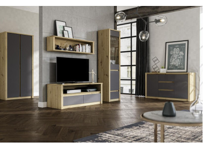 Wohnwände Anrichte Low Board Side Schrank Wohn Zimmer Sideboard Regal 5tlg. Set