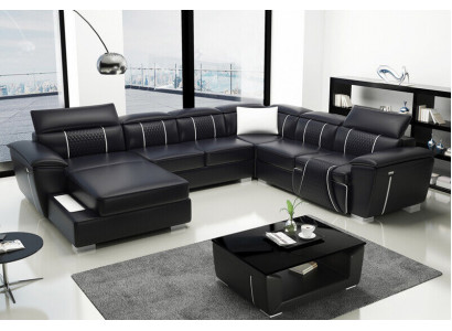 U Form Ecksofa Sofa Couch Polster Garnitur Leder Textil Stoff